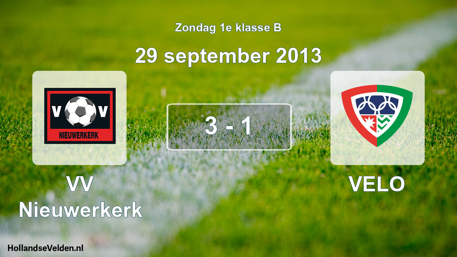 Total number of matches played: VV Nieuwerkerk - VELO 3 - 1 (29 September 2013)