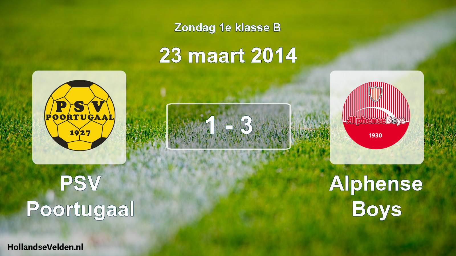 Total number of matches played: PSV Poortugaal - Alphense Boys 1 - 3 (23 March 2014)