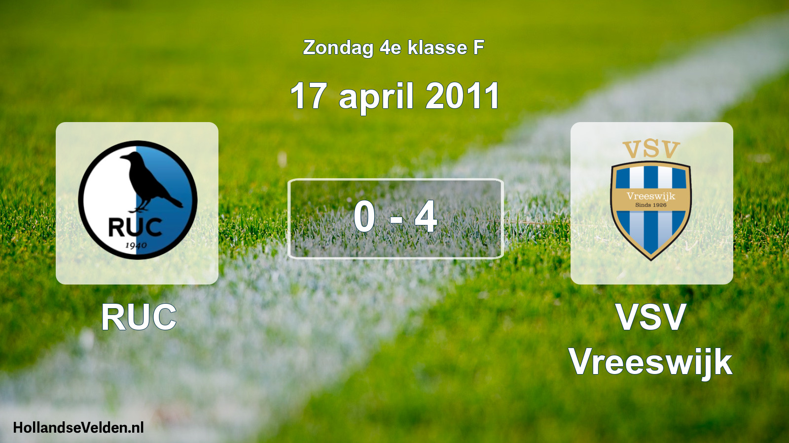 Total number of matches played: RUC - VSV Vreeswijk 0 - 4 (17 April 2011)