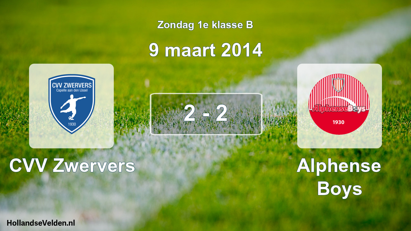 Total number of matches played: CVV Zwervers - Alphense Boys 2 - 2 (9 March 2014)