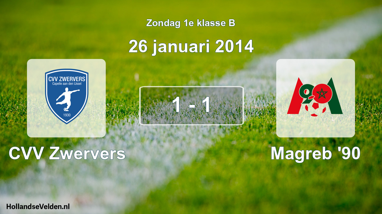Total number of matches played: CVV Zwervers - Magreb '90 1 - 1 (26 January 2014)