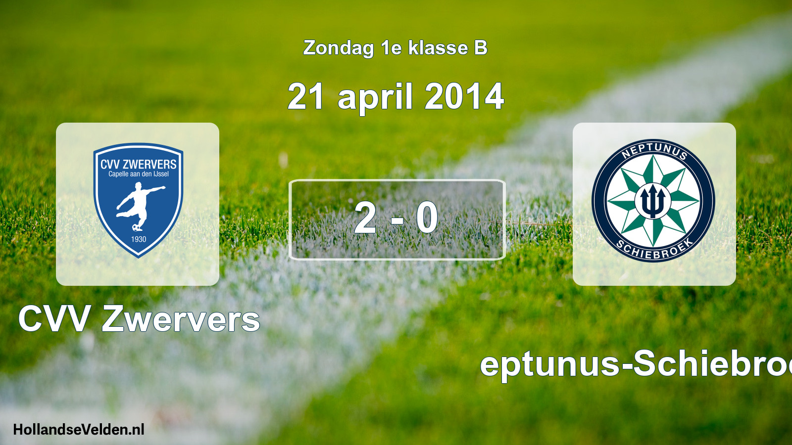 Total number of matches played: CVV Zwervers - Neptunus-Schiebroek 2 - 0 (21 April 2014)