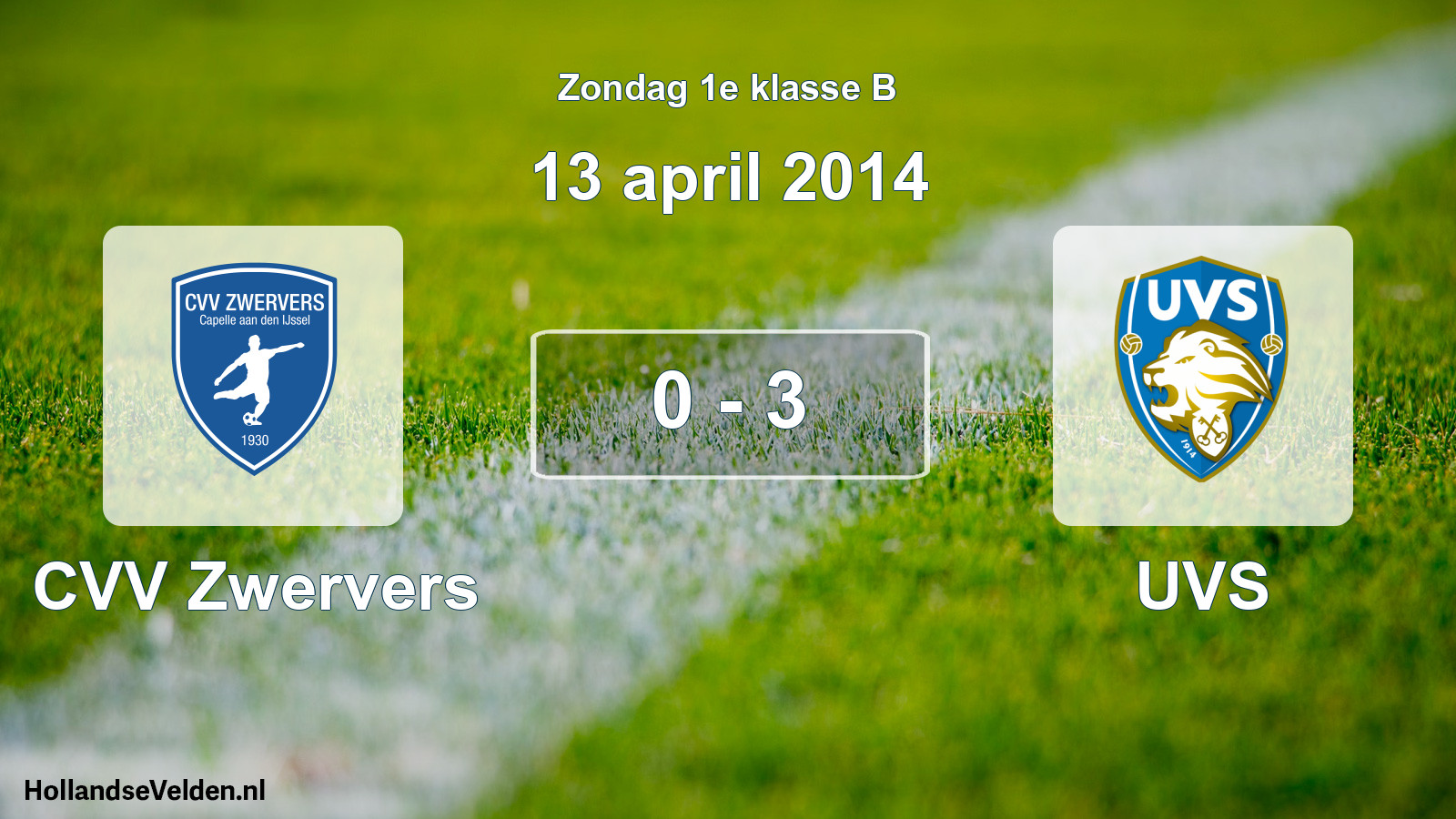 Total number of matches played: CVV Zwervers - UVS 0 - 3 (13 April 2014)