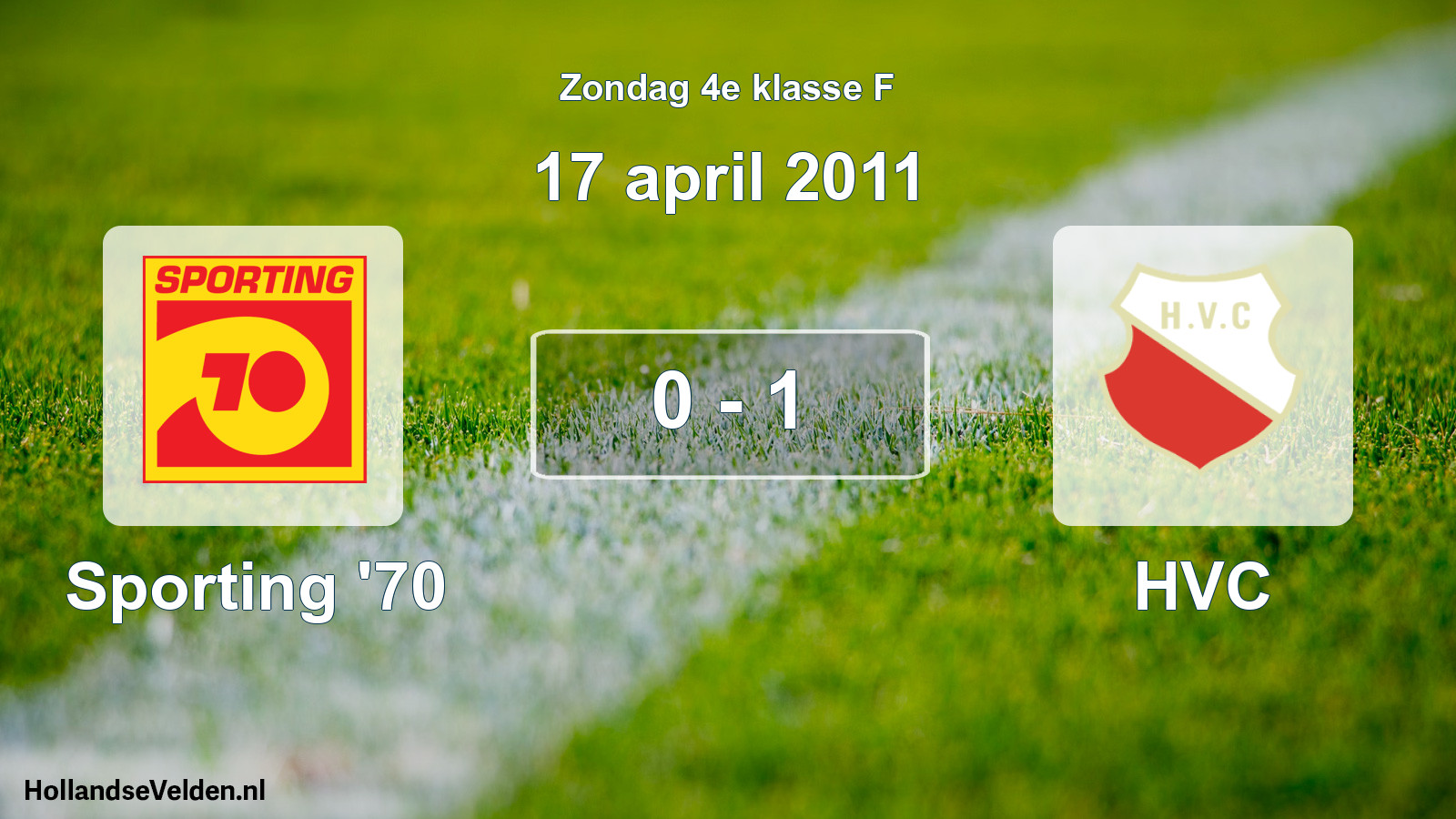 Total number of matches played: Sporting '70 - HVC 0 - 1 (17 April 2011)