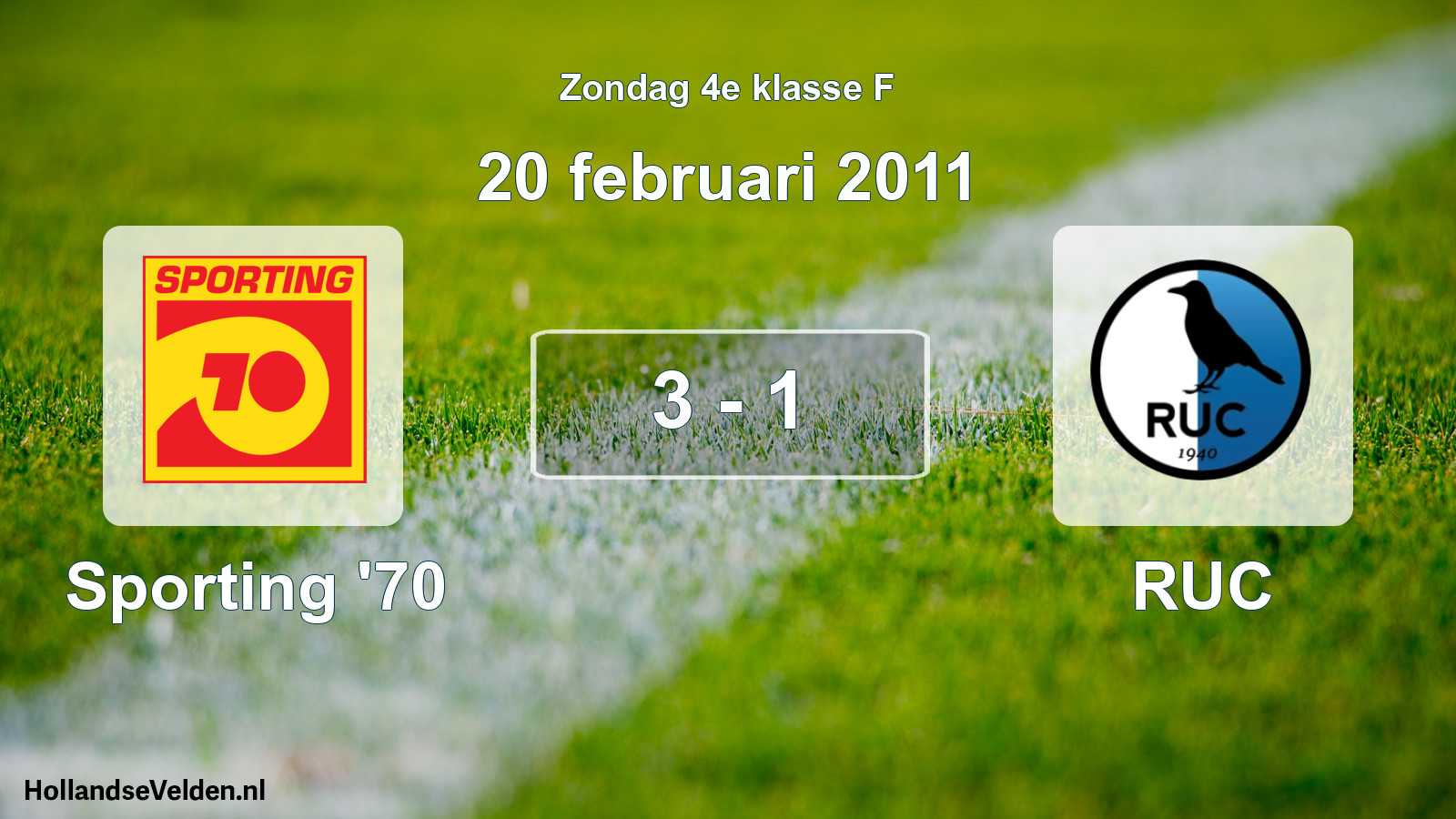 Total number of matches played: Sporting '70 - RUC 3 - 1 (20 February 2011)