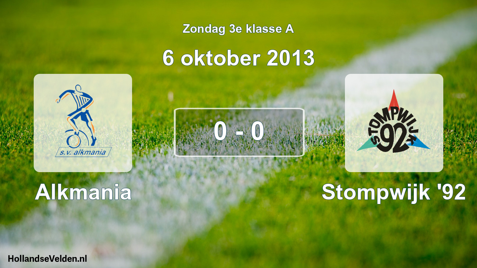 Total number of matches played: Alkmania - Stompwijk '92 0 - 0 (6 October 2013)
