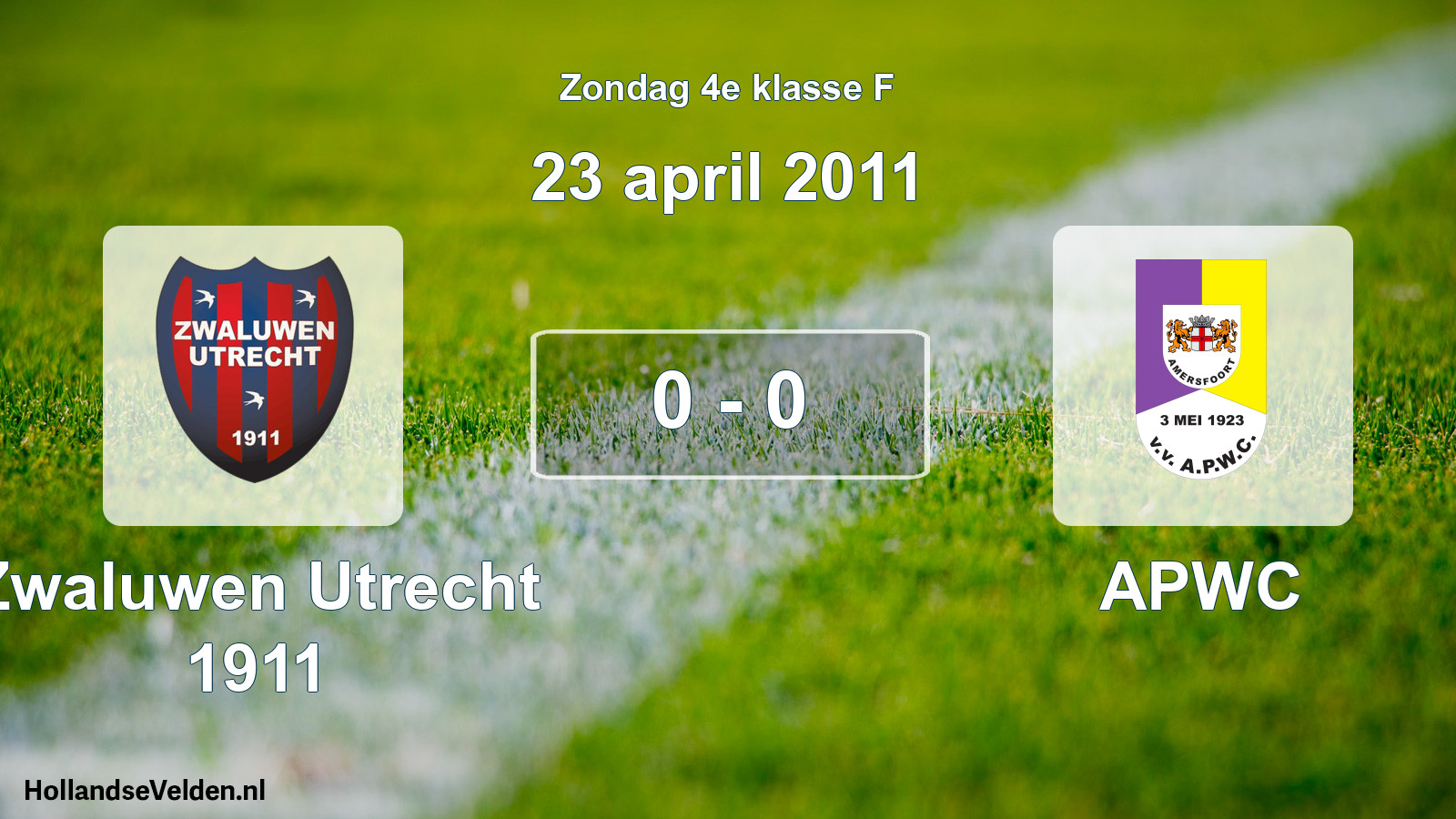Total number of matches played: Zwaluwen Utrecht 1911 - APWC 0 - 0 (23 April 2011)