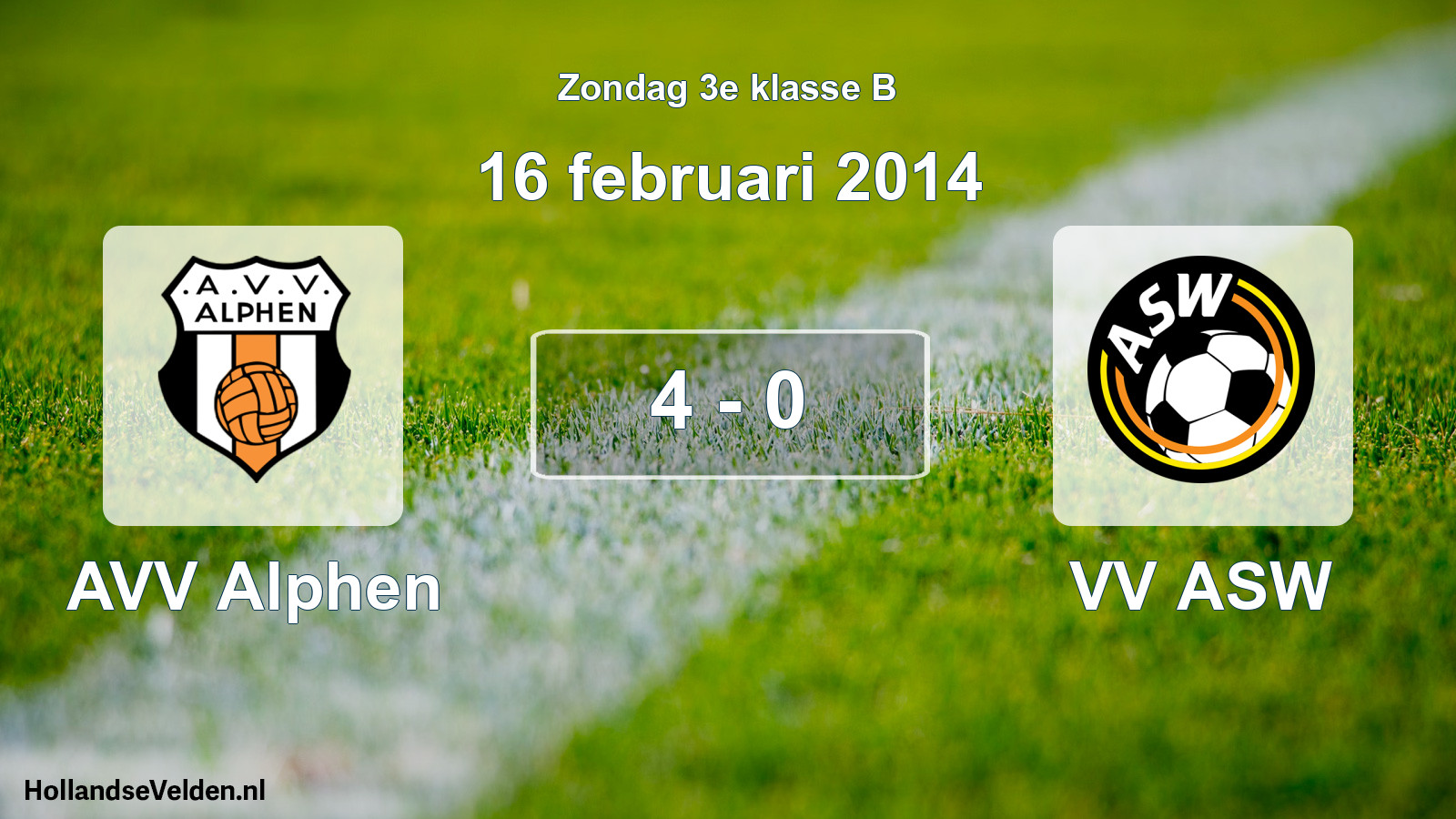 Total number of matches played: AVV Alphen - VV ASW 4 - 0 (16 February 2014)