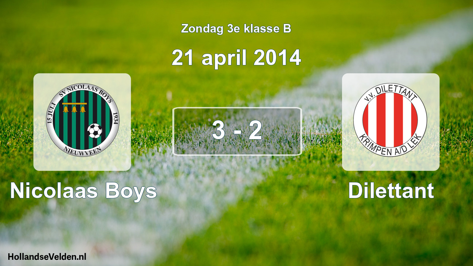 Total number of matches played: Nicolaas Boys - Dilettant 3 - 2 (21 April 2014)