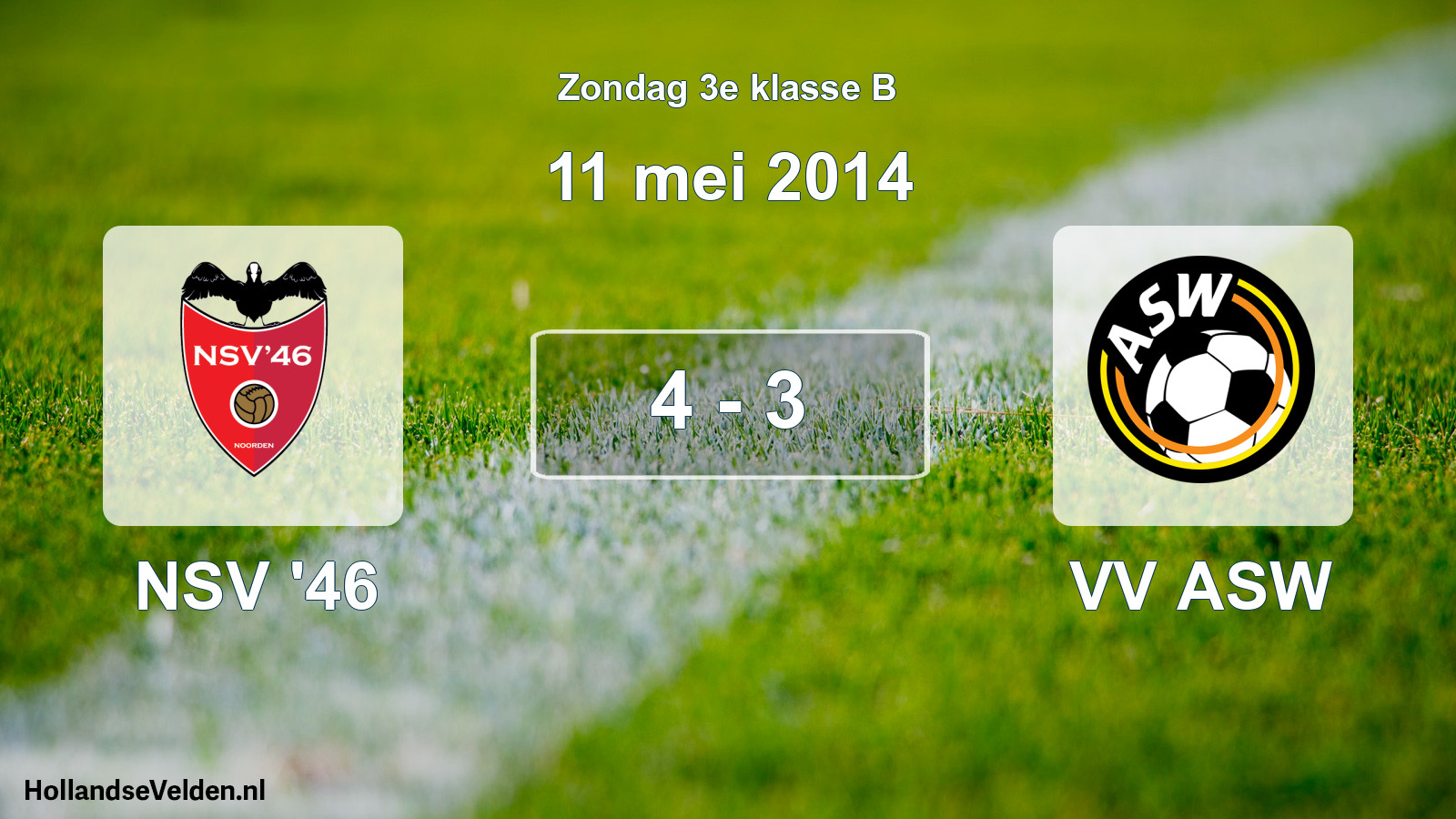 Total number of matches played: NSV '46 - VV ASW 4 - 3 (11 May 2014)