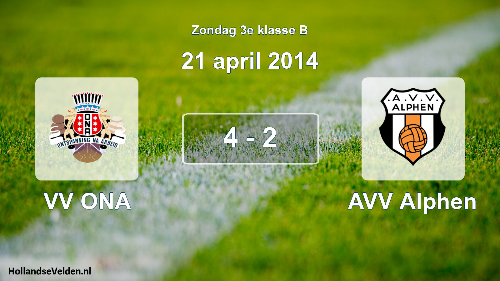 Total number of matches played: VV ONA - AVV Alphen 4 - 2 (21 April 2014)