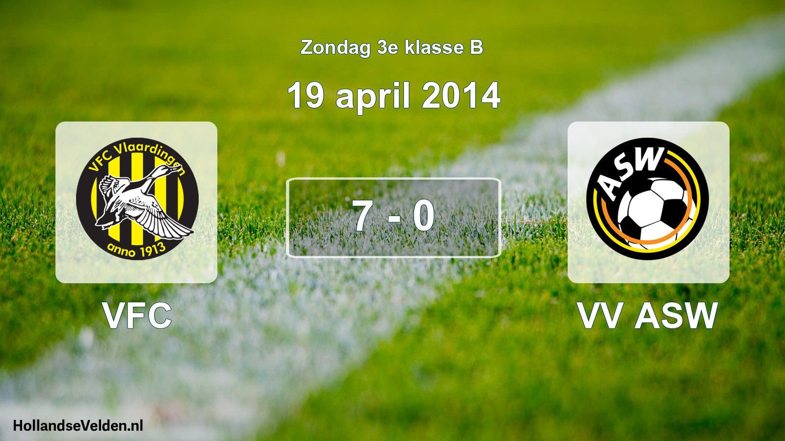 Total number of matches played: VFC - VV ASW 7 - 0 (19 April 2014)