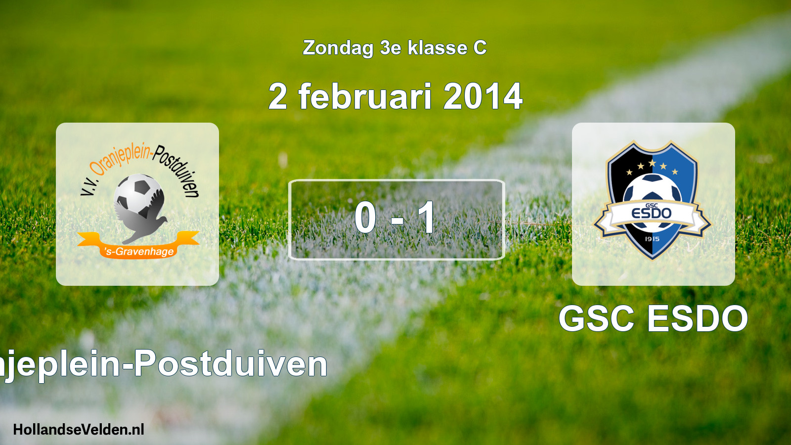 Total number of matches played: Oranjeplein-Postduiven - GSC ESDO 0 - 1 (2 February 2014)