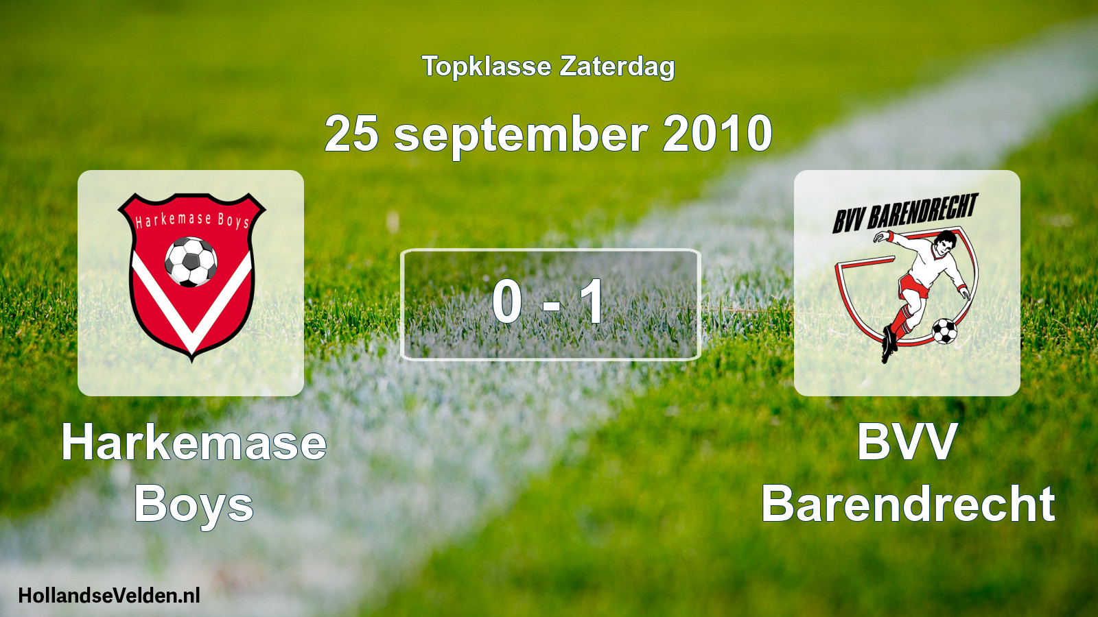 Total number of matches played: Harkemase Boys - BVV Barendrecht 0 - 1 (25 September 2010)