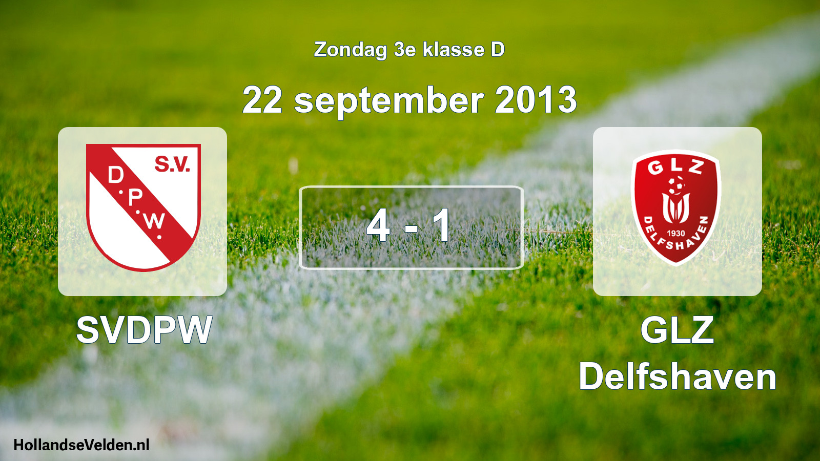 Total number of matches played: SVDPW - GLZ Delfshaven 4 - 1 (22 September 2013)