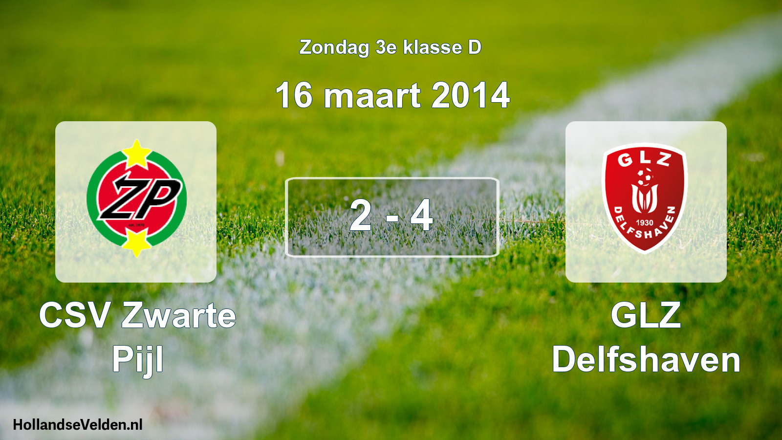 Total number of matches played: CSV Zwarte Pijl - GLZ Delfshaven 2 - 4 (16 March 2014)
