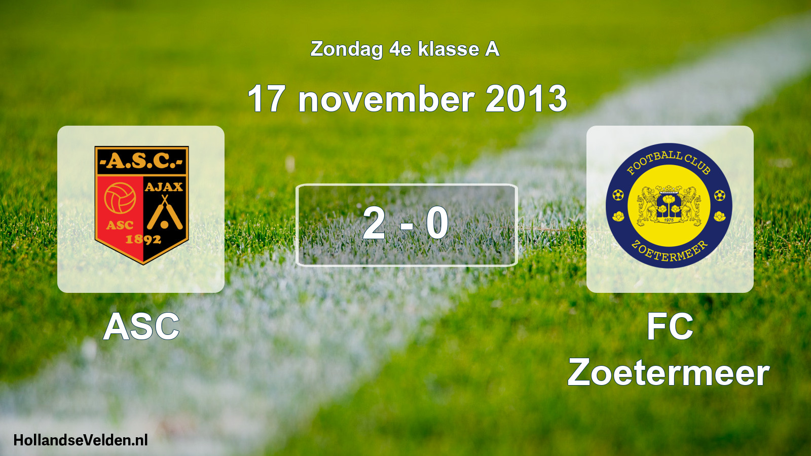 Total number of matches played: ASC - FC Zoetermeer 2 - 0 (17 November 2013)