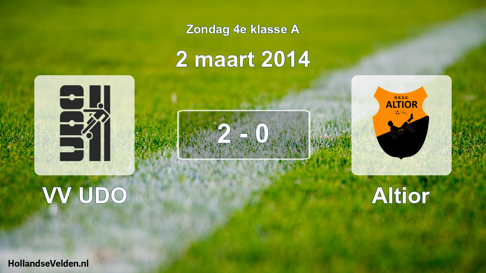Total number of matches played: VV UDO - Altior 2 - 0 (2 March 2014)