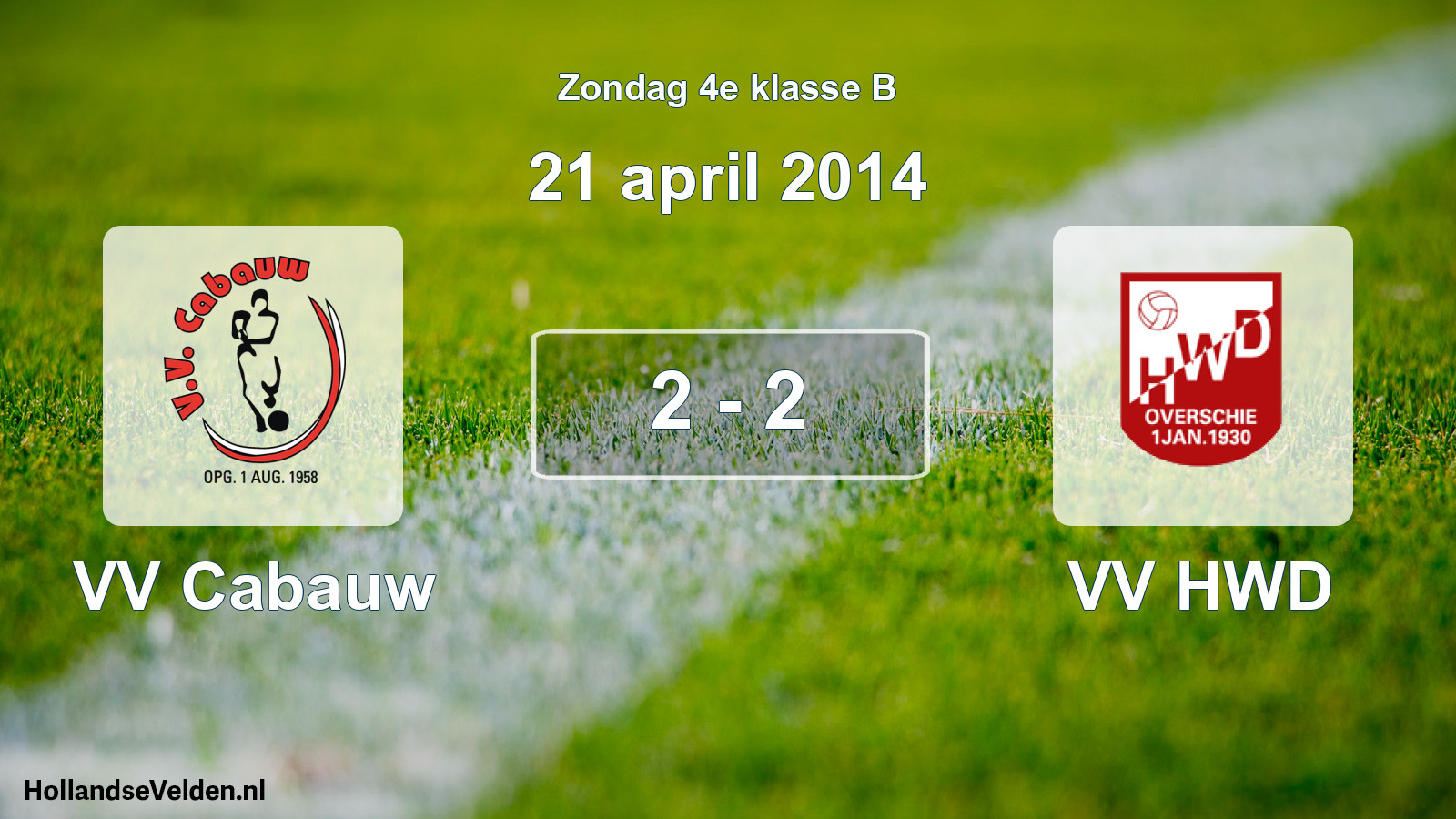 Total number of matches played: VV Cabauw - VV HWD 2 - 2 (21 April 2014)