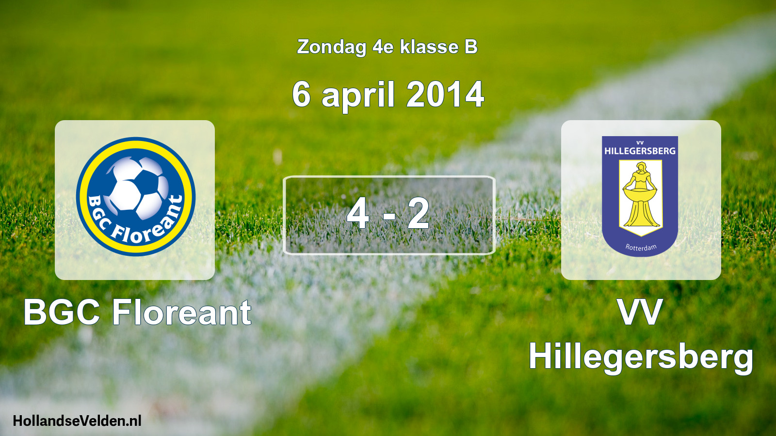 Total number of matches played: BGC Floreant - VV Hillegersberg 4 - 2 (6 April 2014)