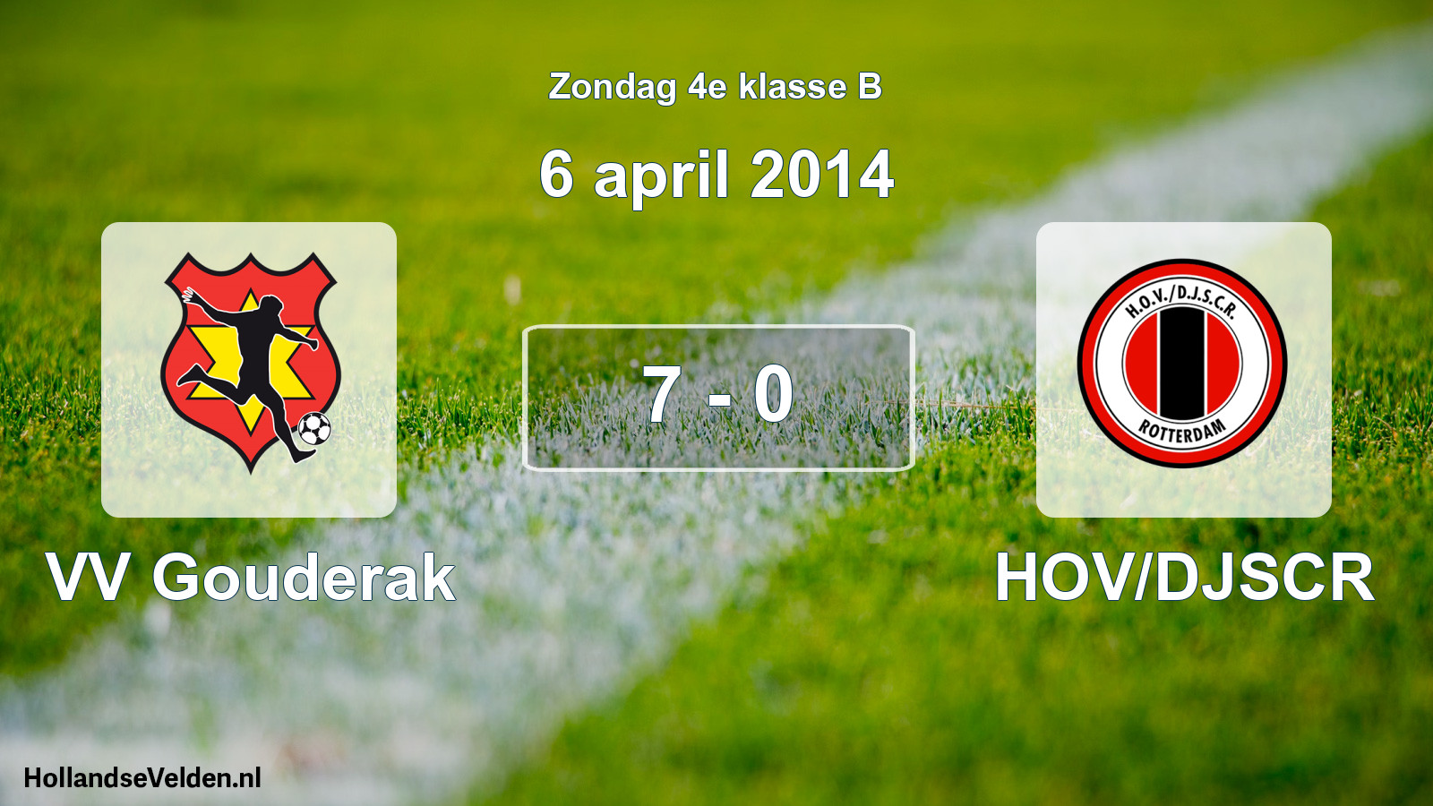 Total number of matches played: VV Gouderak - HOV/DJSCR 7 - 0 (6 April 2014)