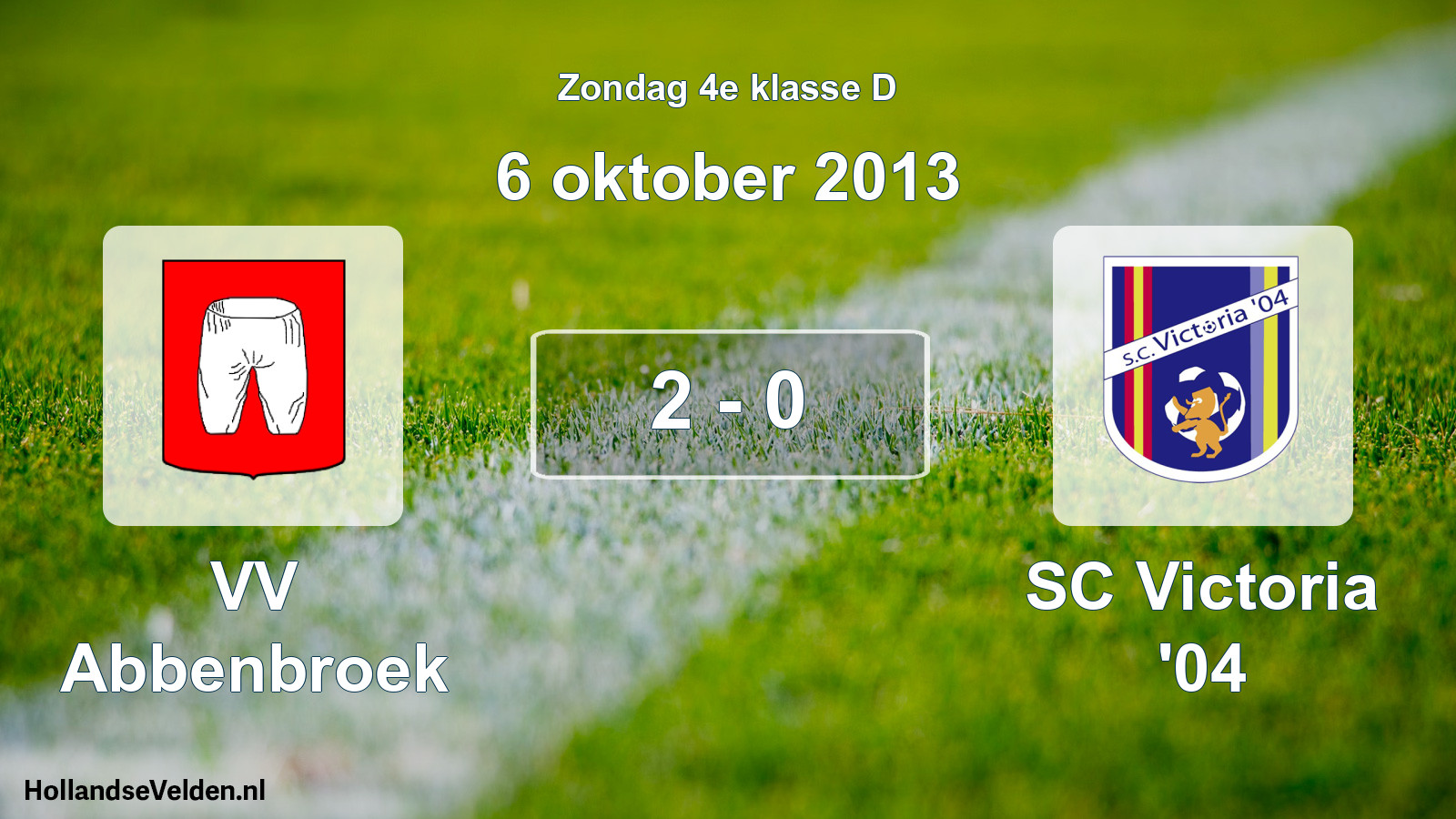 Total number of matches played: VV Abbenbroek - SC Victoria '04 2 - 0 (6 October 2013)