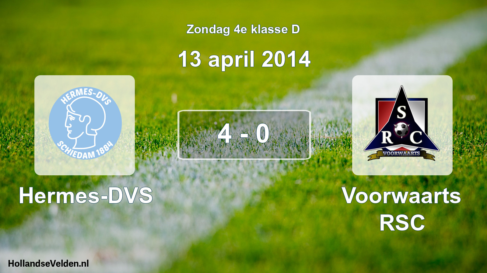 Total number of matches played: Hermes-DVS - Voorwaarts RSC 4 - 0 (13 April 2014)