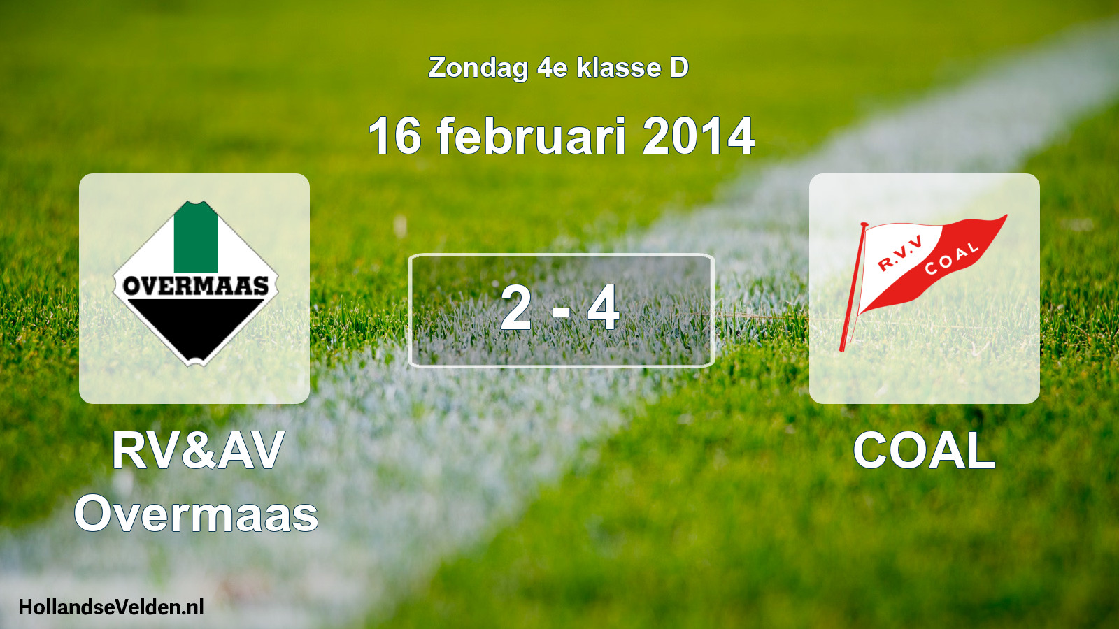 Total number of matches played: RV&AV Overmaas - COAL 2 - 4 (16 February 2014)