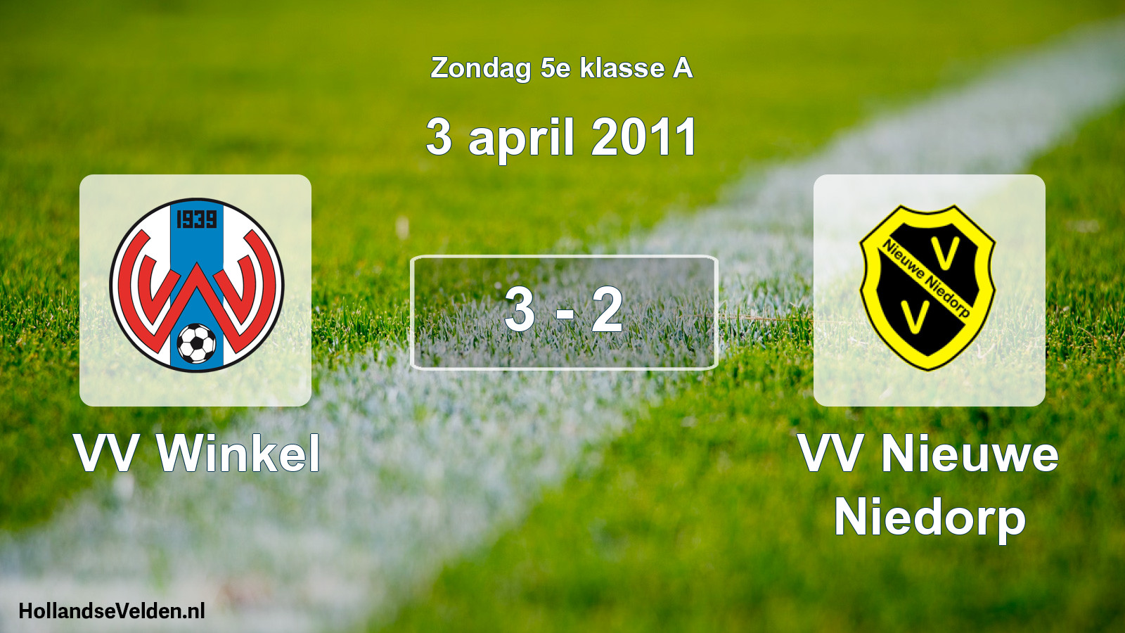 Total number of matches played: VV Winkel - VV Nieuwe Niedorp 3 - 2 (3 April 2011)