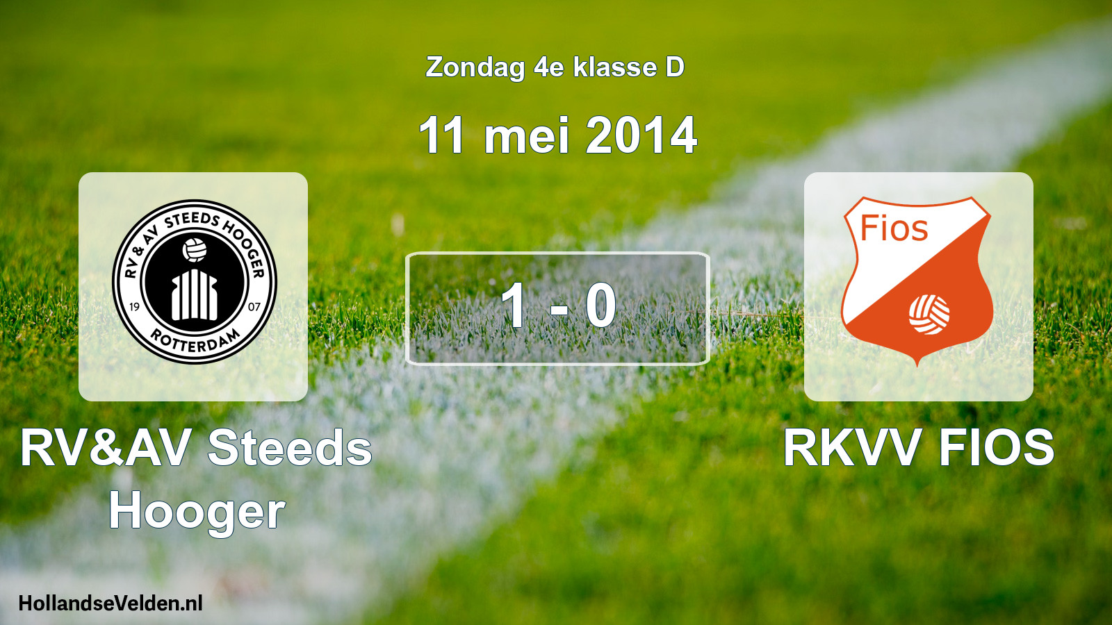 Total number of matches played: RV&AV Steeds Hooger - RKVV FIOS 1 - 0 (11 May 2014)