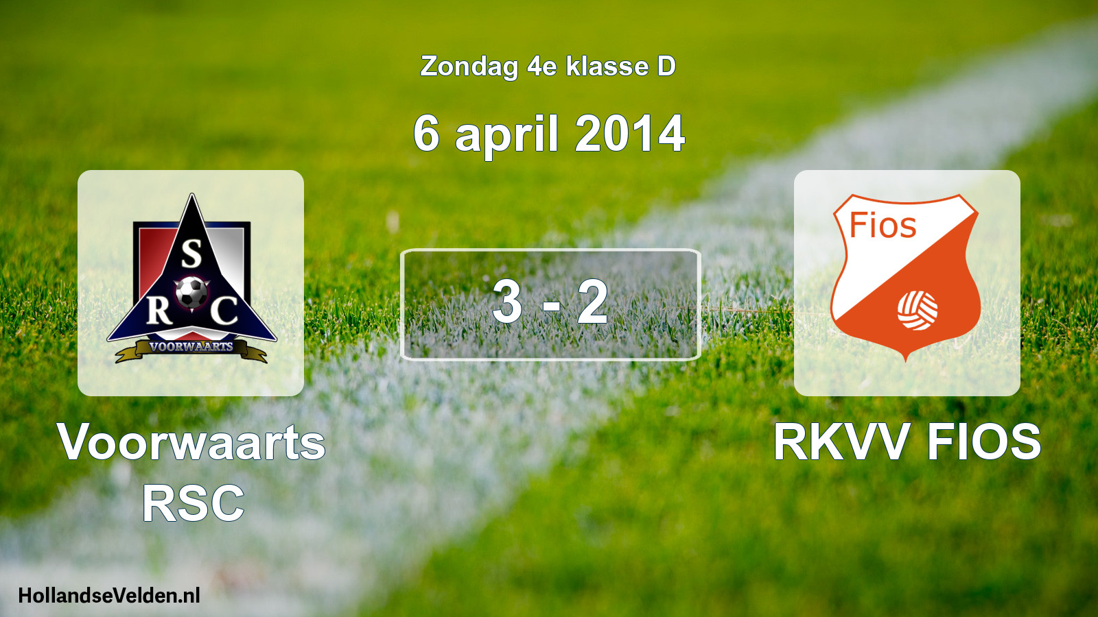 Total number of matches played: Voorwaarts RSC - RKVV FIOS 3 - 2 (6 April 2014)