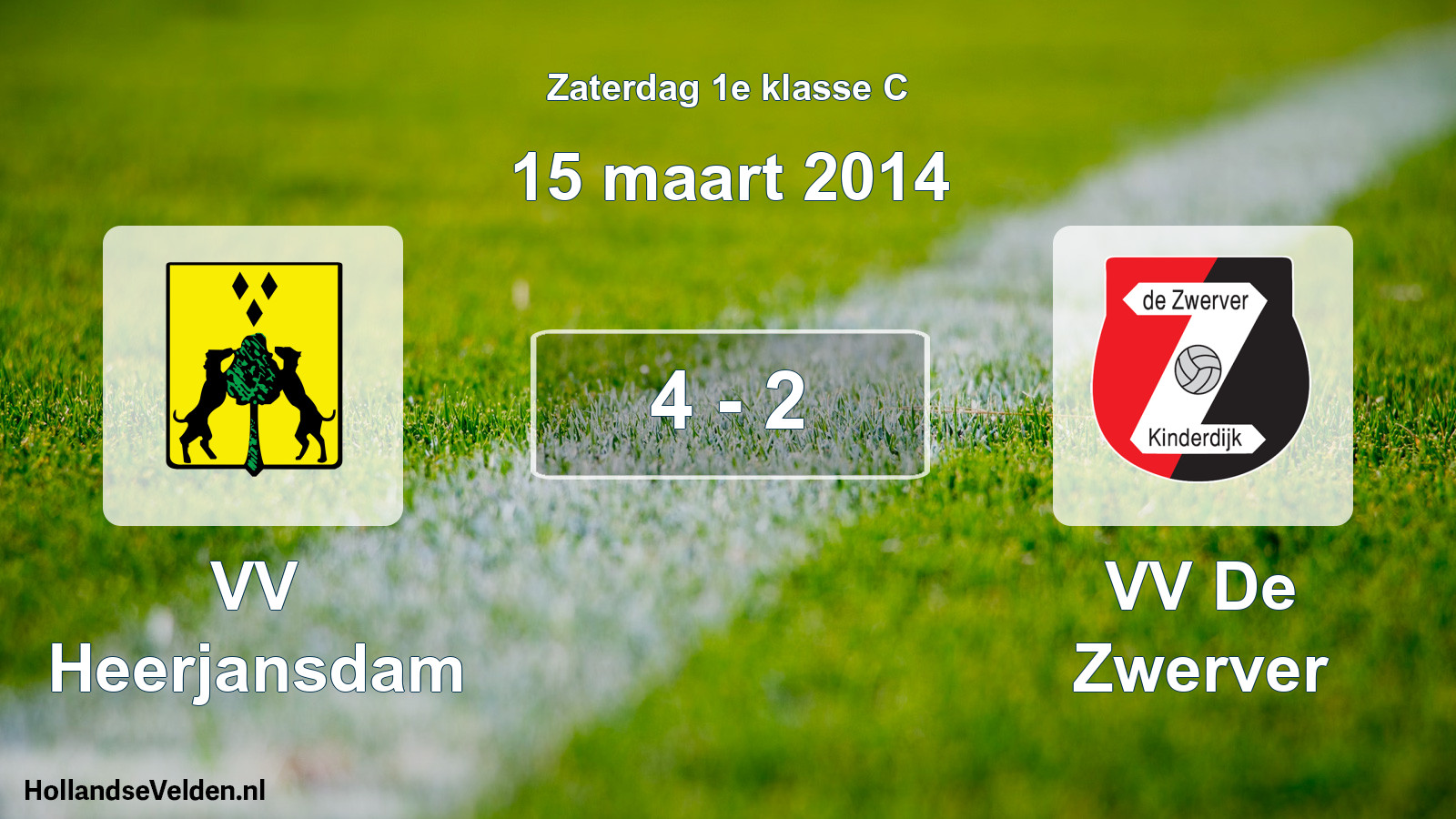 Total number of matches played: VV Heerjansdam - VV De Zwerver 4 - 2 (15 March 2014)