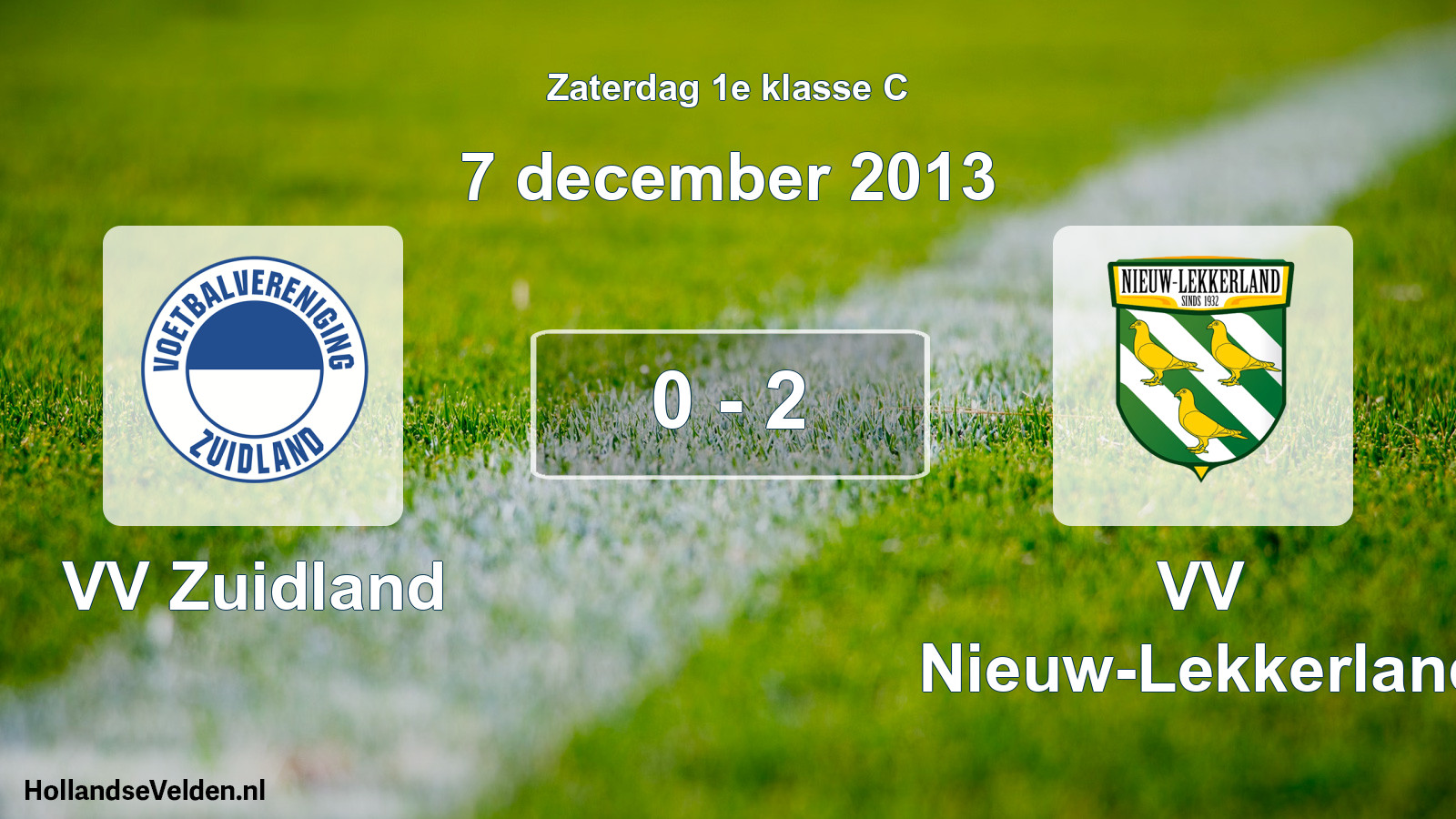 Total number of matches played: VV Zuidland - VV Nieuw-Lekkerland 0 - 2 (7 December 2013)