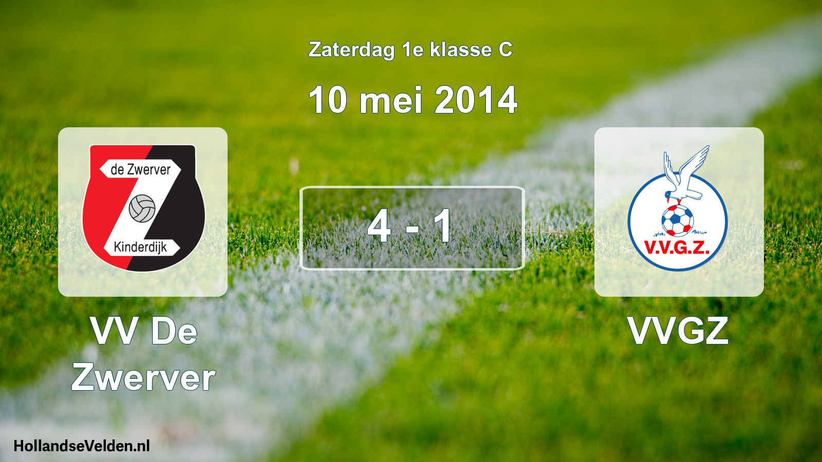Total number of matches played: VV De Zwerver - VVGZ 4 - 1 (10 May 2014)