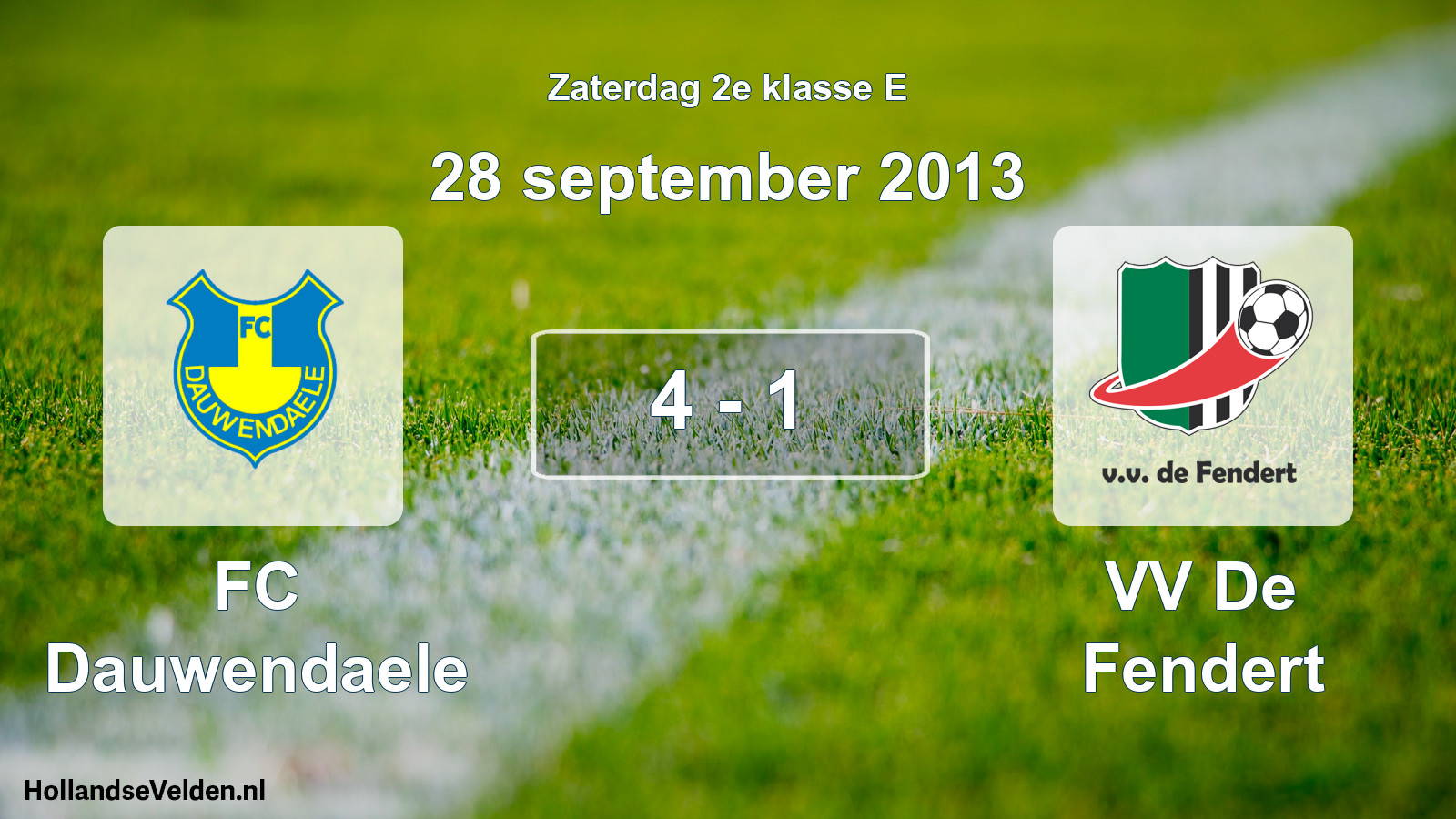 Total number of matches played: FC Dauwendaele - VV De Fendert 4 - 1 (28 September 2013)