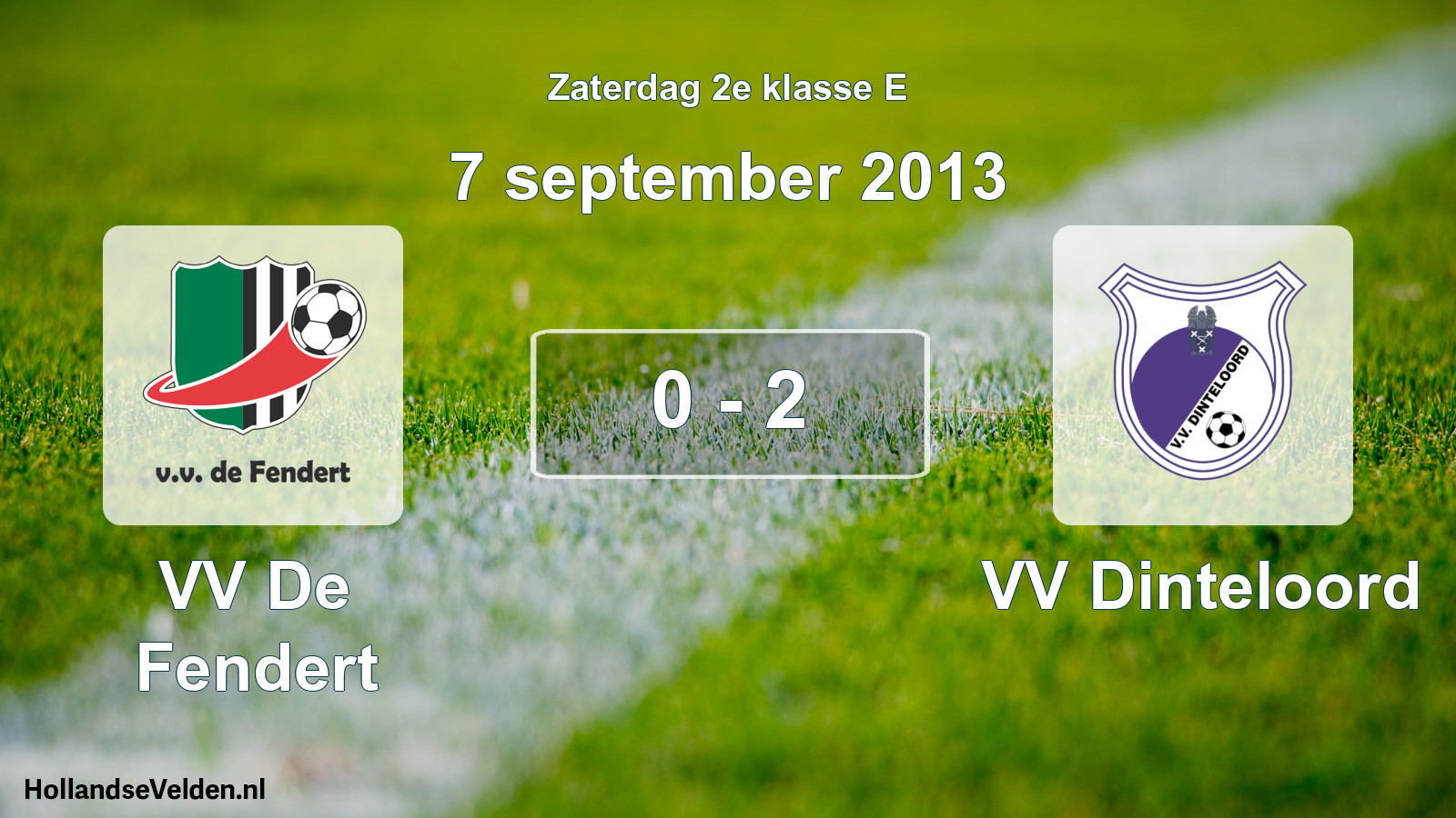 Total number of matches played: VV De Fendert - VV Dinteloord 0 - 2 (7 September 2013)