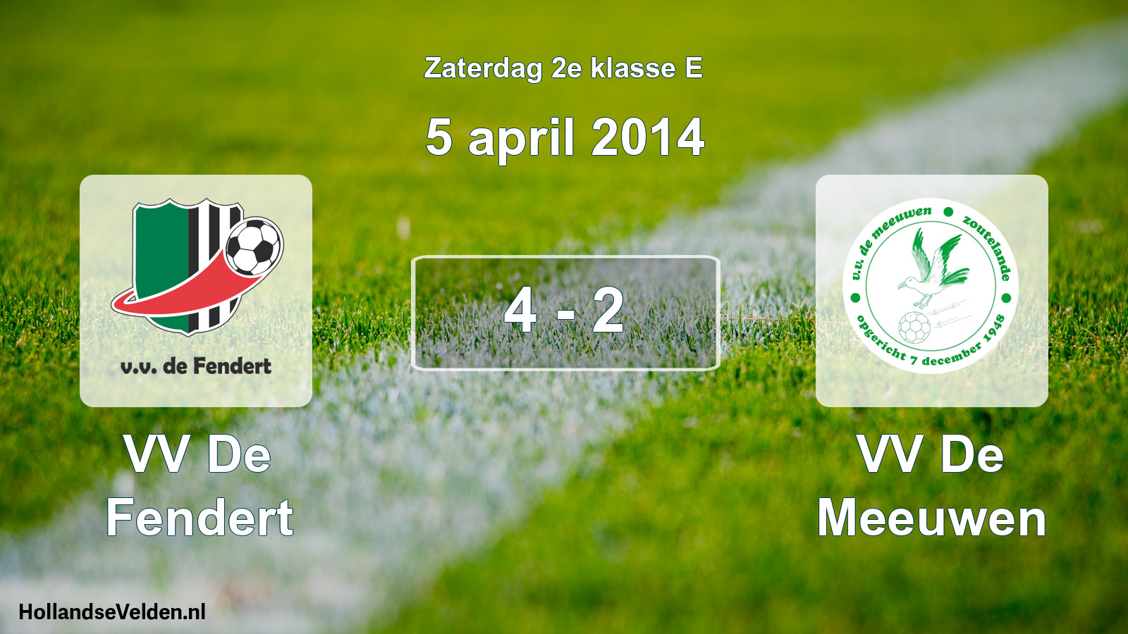 Total number of matches played: VV De Fendert - VV De Meeuwen 4 - 2 (5 April 2014)