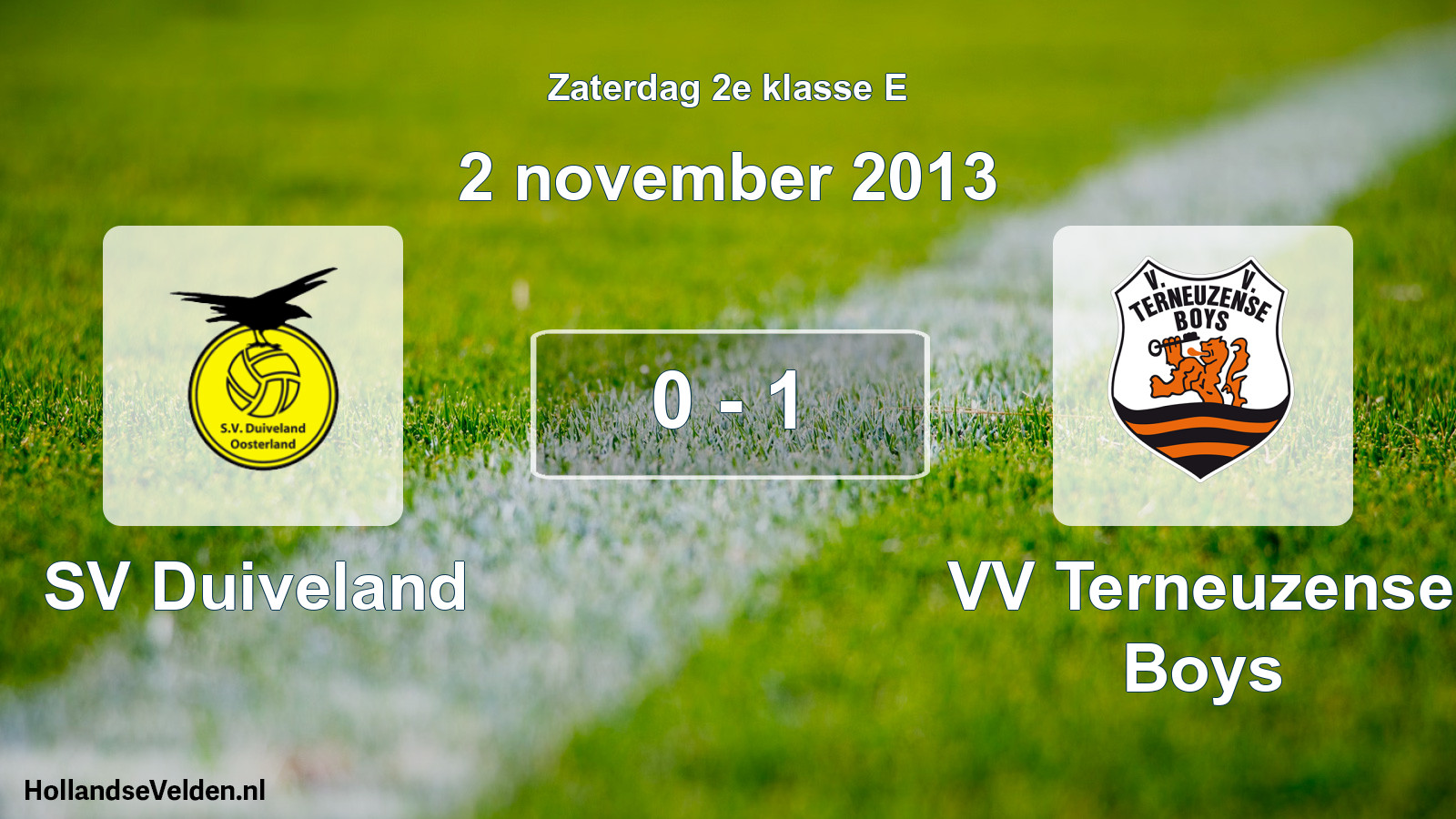 Total number of matches played: SV Duiveland - VV Terneuzense Boys 0 - 1 (2 November 2013)