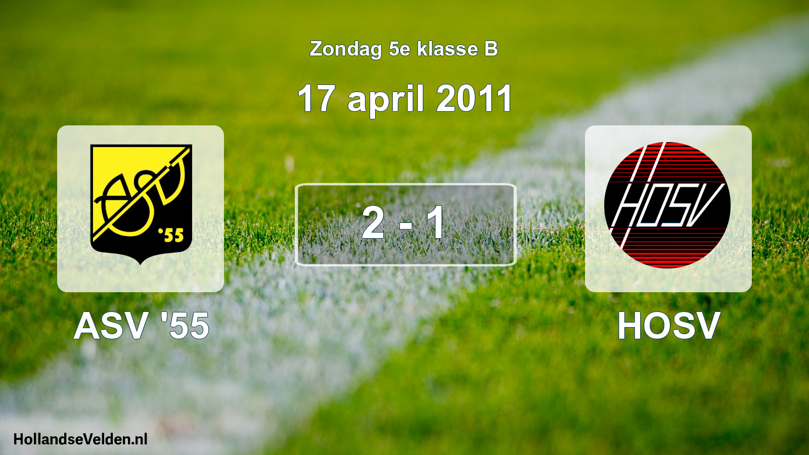 Total number of matches played: ASV '55 - HOSV 2 - 1 (17 April 2011)