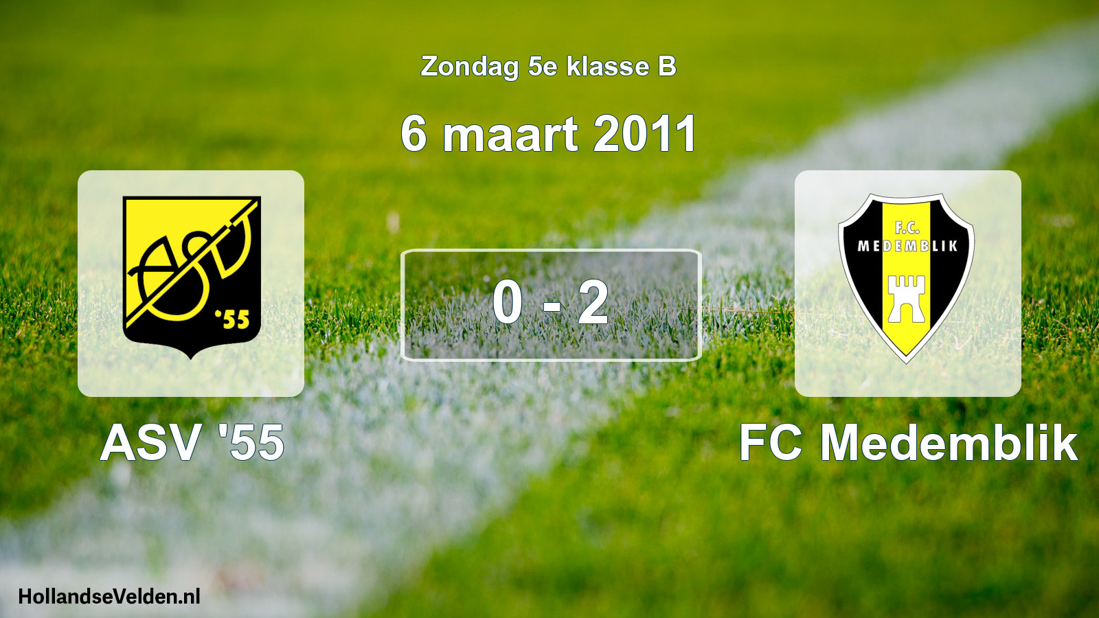 Total number of matches played: ASV '55 - FC Medemblik 0 - 2 (6 March 2011)