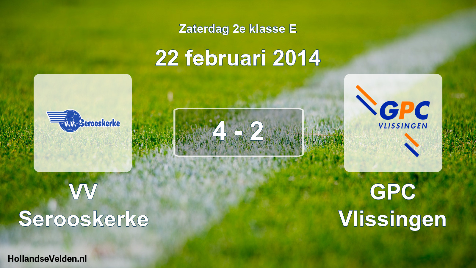 Total number of matches played: VV Serooskerke - GPC Vlissingen 4 - 2 (22 February 2014)