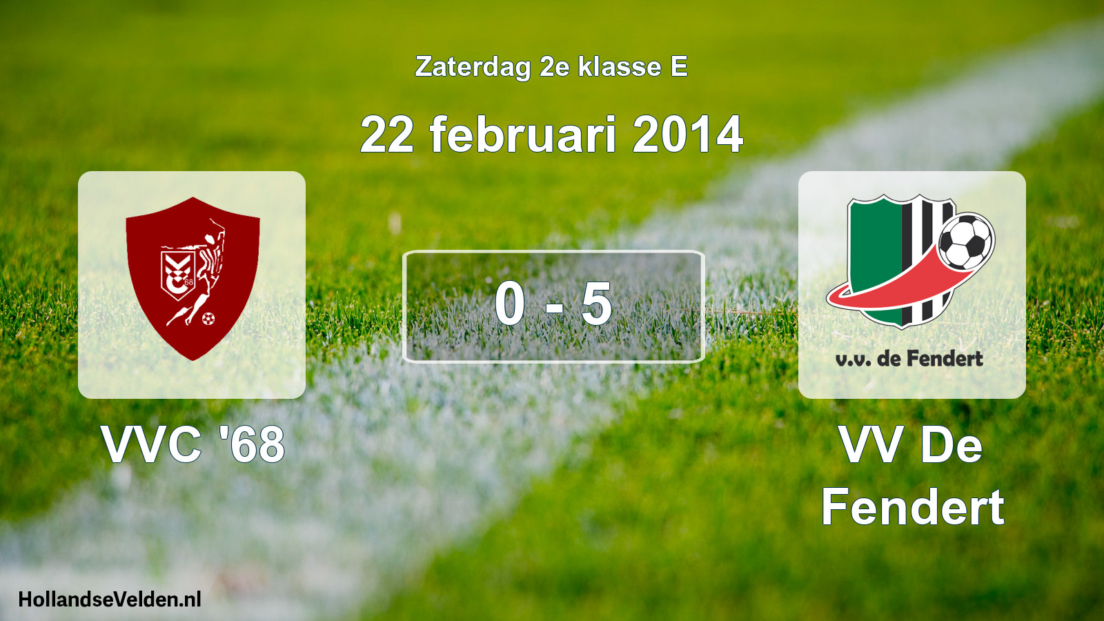 Total number of matches played: VVC '68 - VV De Fendert 0 - 5 (22 February 2014)