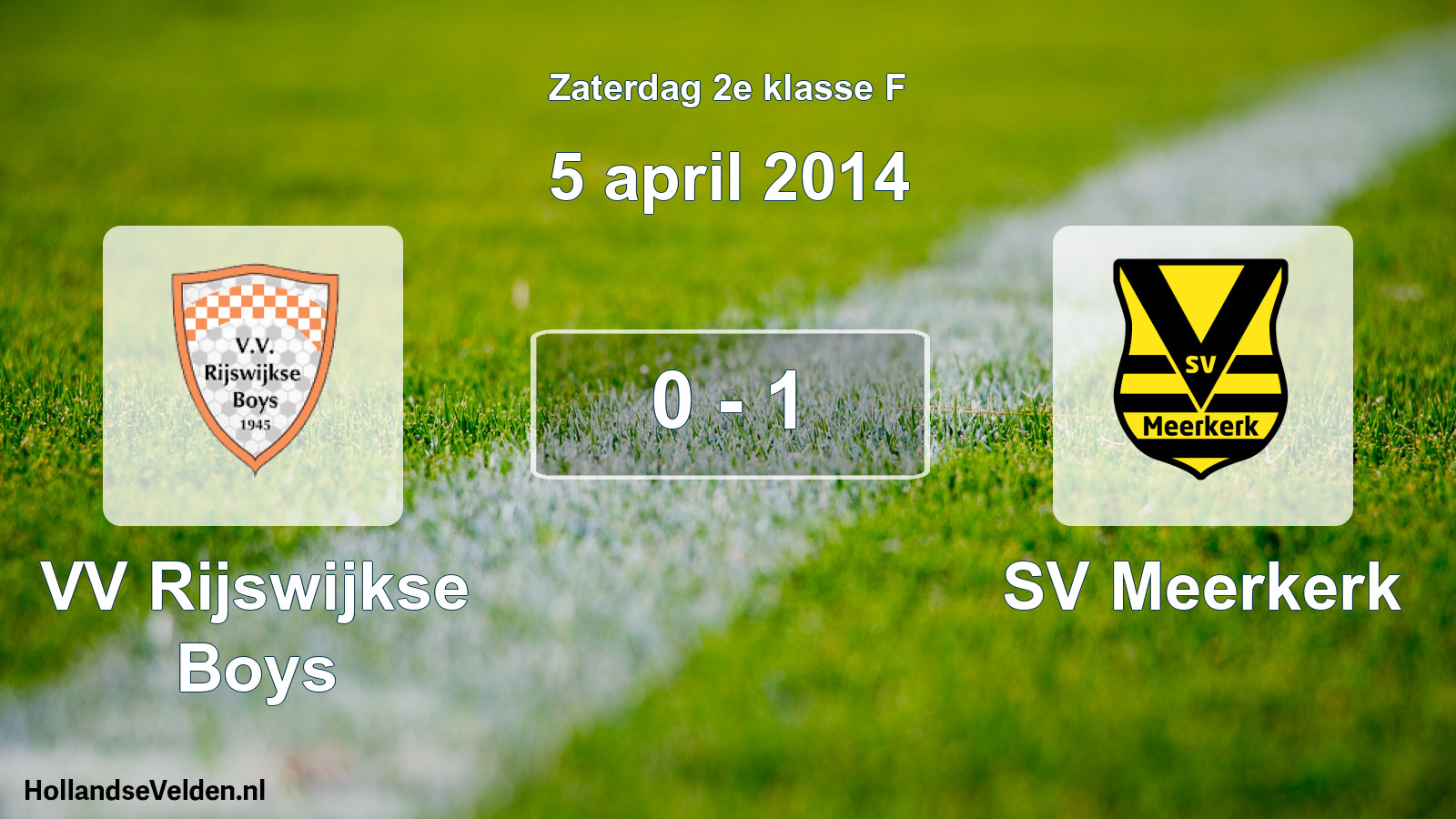 Total number of matches played: VV Rijswijkse Boys - SV Meerkerk 0 - 1 (5 April 2014)