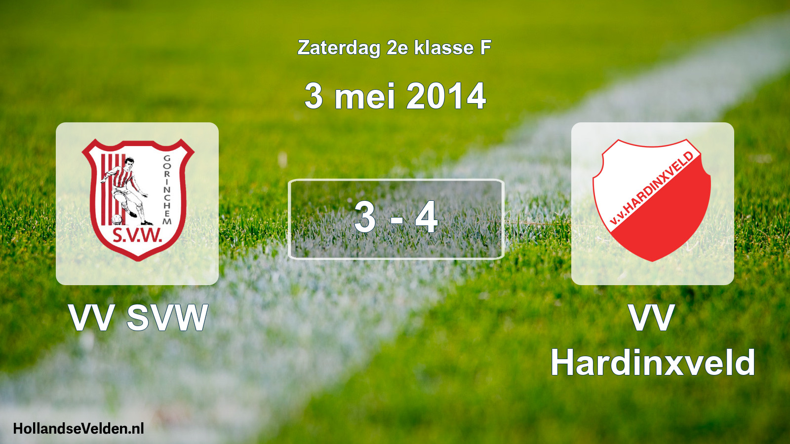 Total number of matches played: VV SVW - VV Hardinxveld 3 - 4 (3 May 2014)