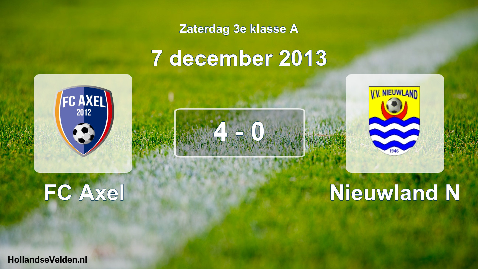 Total number of matches played: FC Axel - Nieuwland N 4 - 0 (7 December 2013)