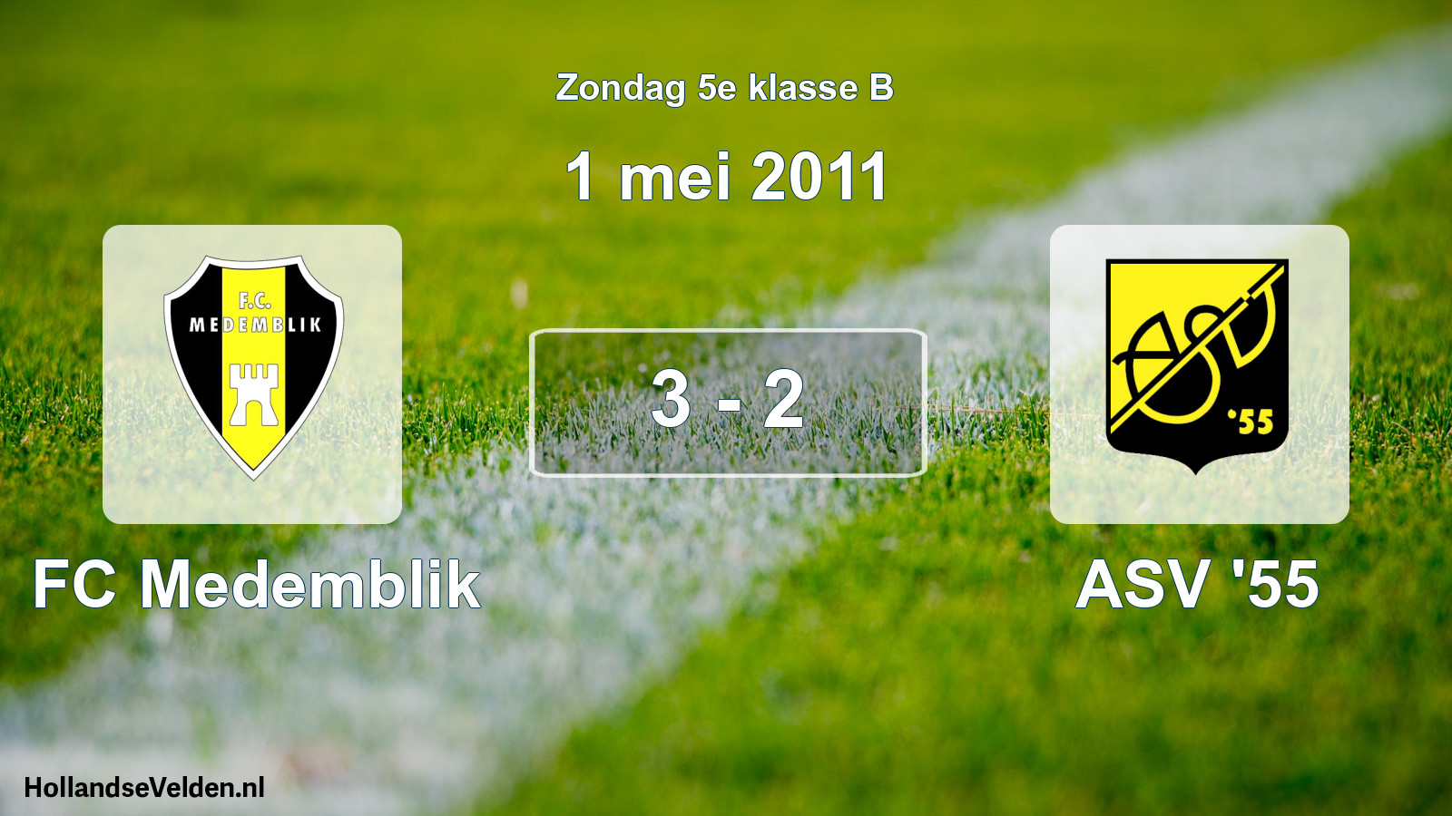 Total number of matches played: FC Medemblik - ASV '55 3 - 2 (1 May 2011)