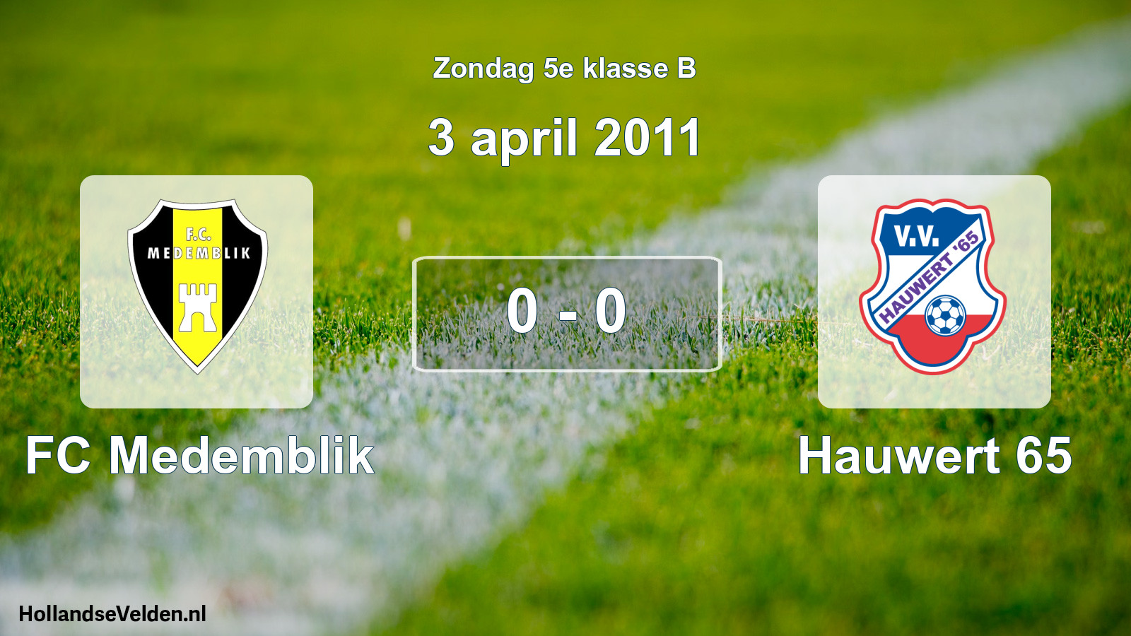 Total number of matches played: FC Medemblik - Hauwert 65 0 - 0 (3 April 2011)