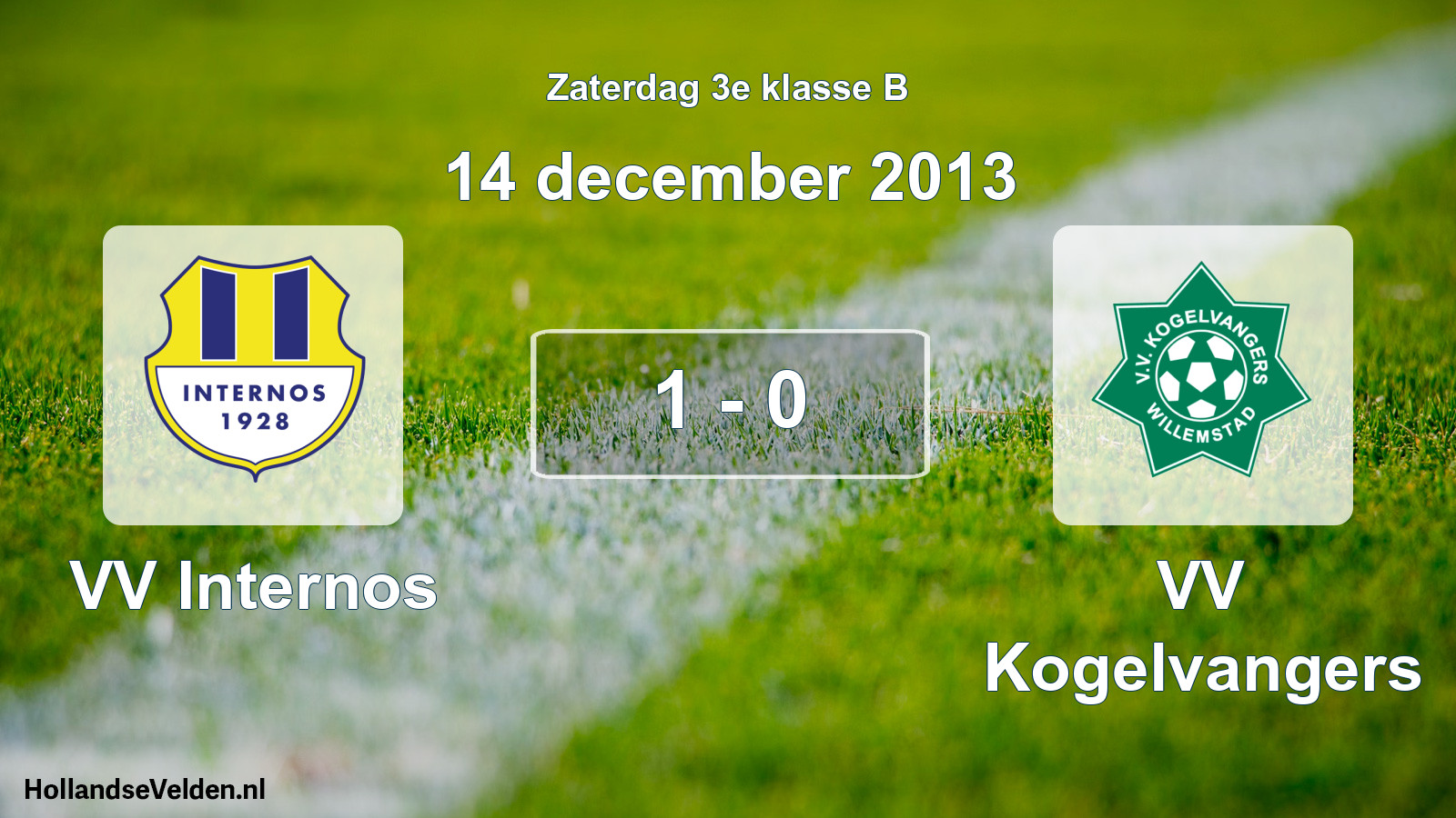 Total number of matches played: VV Internos - VV Kogelvangers 1 - 0 (14 December 2013)