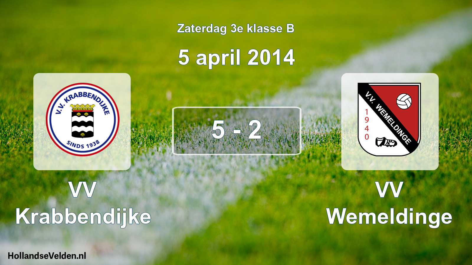 Total number of matches played: VV Krabbendijke - VV Wemeldinge 5 - 2 (5 April 2014)