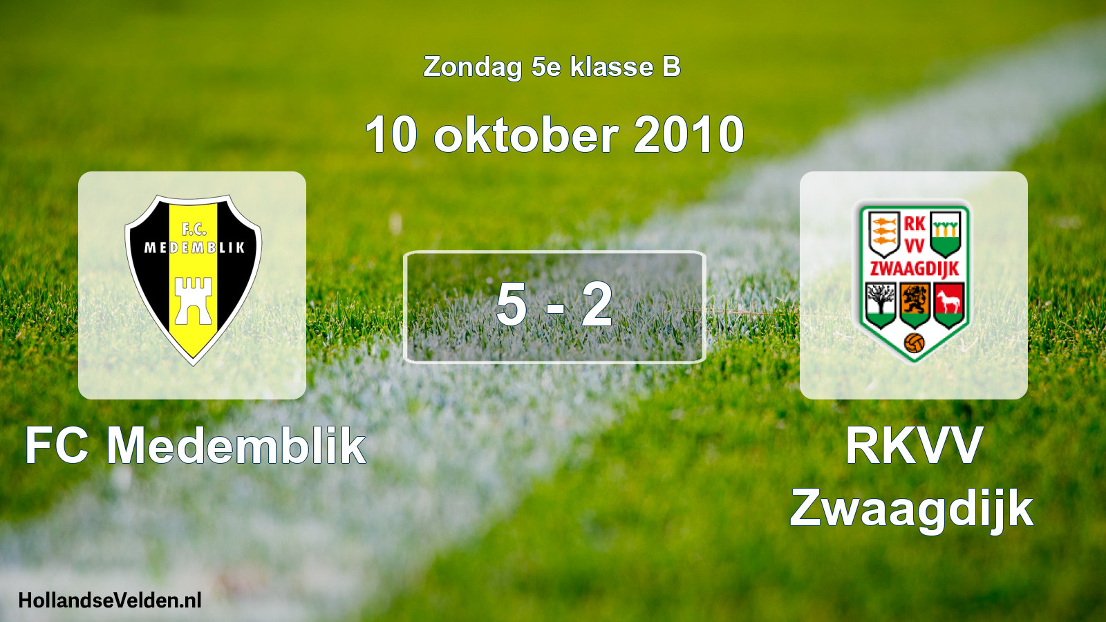 Total number of matches played: FC Medemblik - RKVV Zwaagdijk 5 - 2 (10 October 2010)